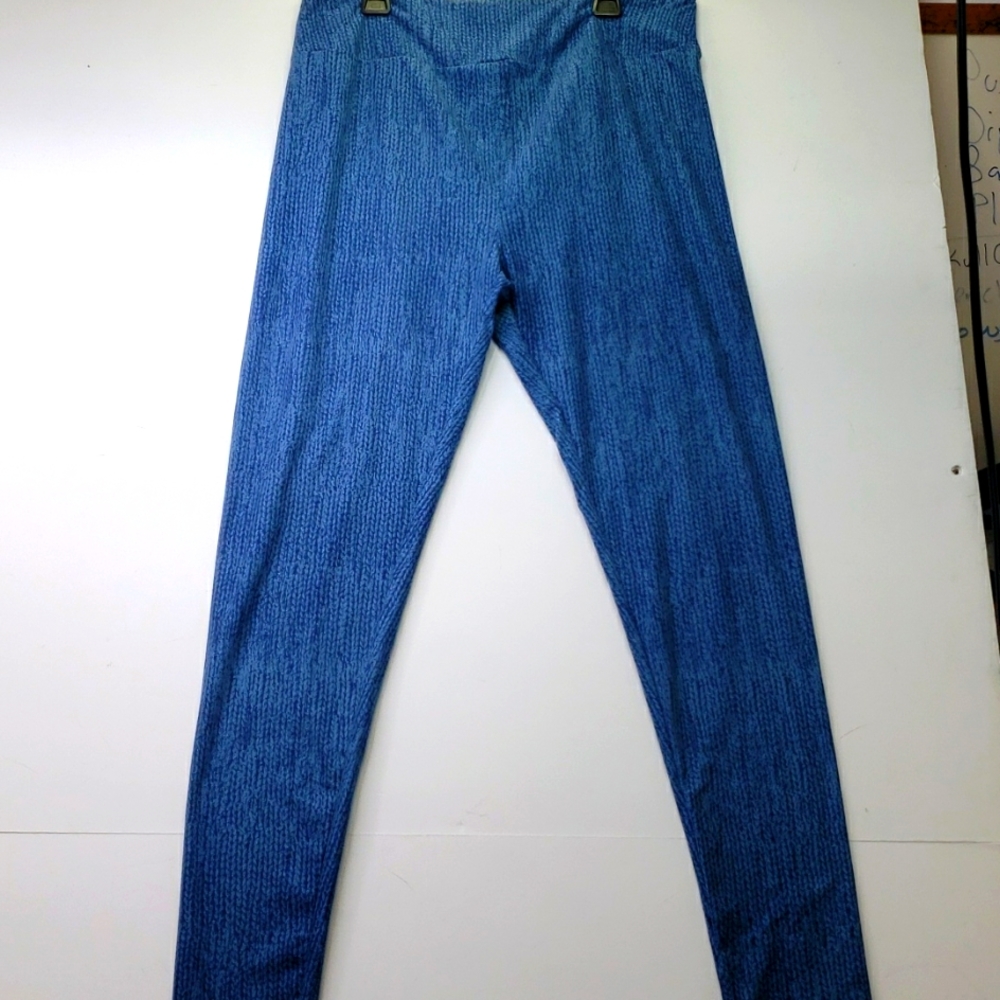 LuLaRoe Blue Printed Leggings Size: TC
